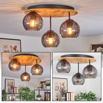 Koyoto Plafonnier, Boule lumineuse Écru, Noir, 3 lumières