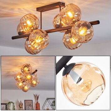 Koyoto Plafonnier, Boule lumineuse Ambre, 8 lumières
