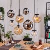 Gastor Suspension, Boule lumineuse, Suspension Ambre, Chrome, Clair, Fumé, 8 lumières
