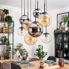 Gastor Suspension, Boule lumineuse, Suspension Ambre, Chrome, Clair, Fumé, 8 lumières