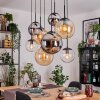 Gastor Suspension, Boule lumineuse, Suspension Ambre, Chrome, Clair, Fumé, 8 lumières