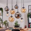 Gastor Suspension, Boule lumineuse, Suspension Ambre, Chrome, Clair, Fumé, 8 lumières