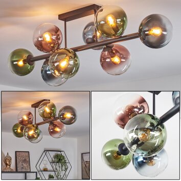 Gastor Plafonnier, Boule lumineuse Bleu, Vert, Clair, Cuivré, 8 lumières