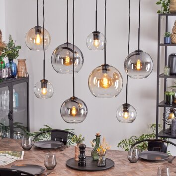 Koyoto Suspension, Boule lumineuse, Suspension Ambre, Clair, Fumé, 8 lumières