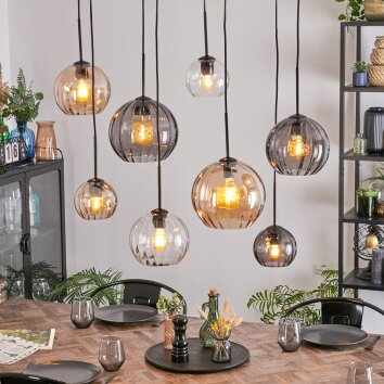 Koyoto Suspension, Boule lumineuse, Suspension Ambre, Clair, Fumé, 8 lumières