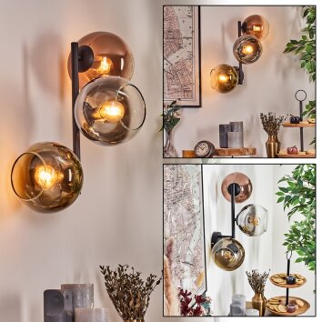 Koyoto Boule lumineuse, Applique murale Chrome, Or, Clair, Cuivré, Fumé, 3 lumières