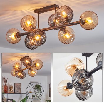 Koyoto Plafonnier, Boule lumineuse Ambre, Fumé, 8 lumières