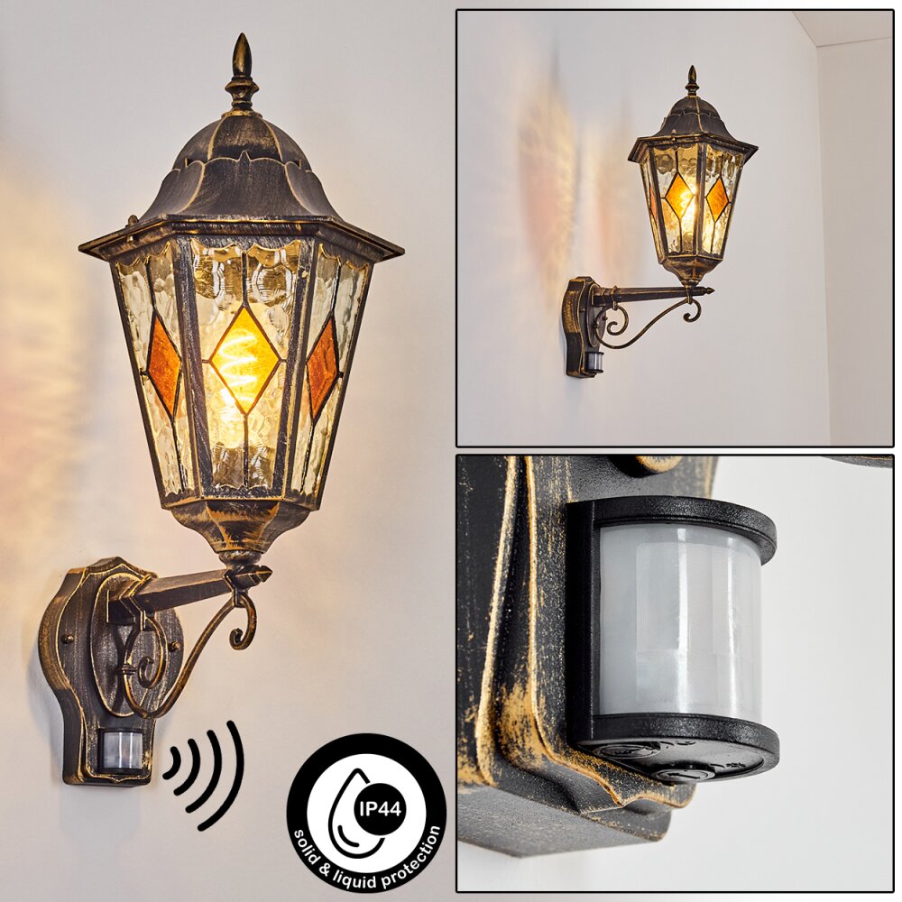 Hongkong Lampe murale d´extérieur, Applique murale Brun, Or, 1 lumière, Détecteur de mouvement main product photo