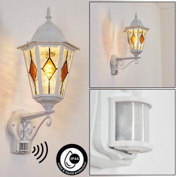 Hongkong Lampe murale d´extérieur, Applique murale Blanc, 1 lumière, Détecteur de mouvement