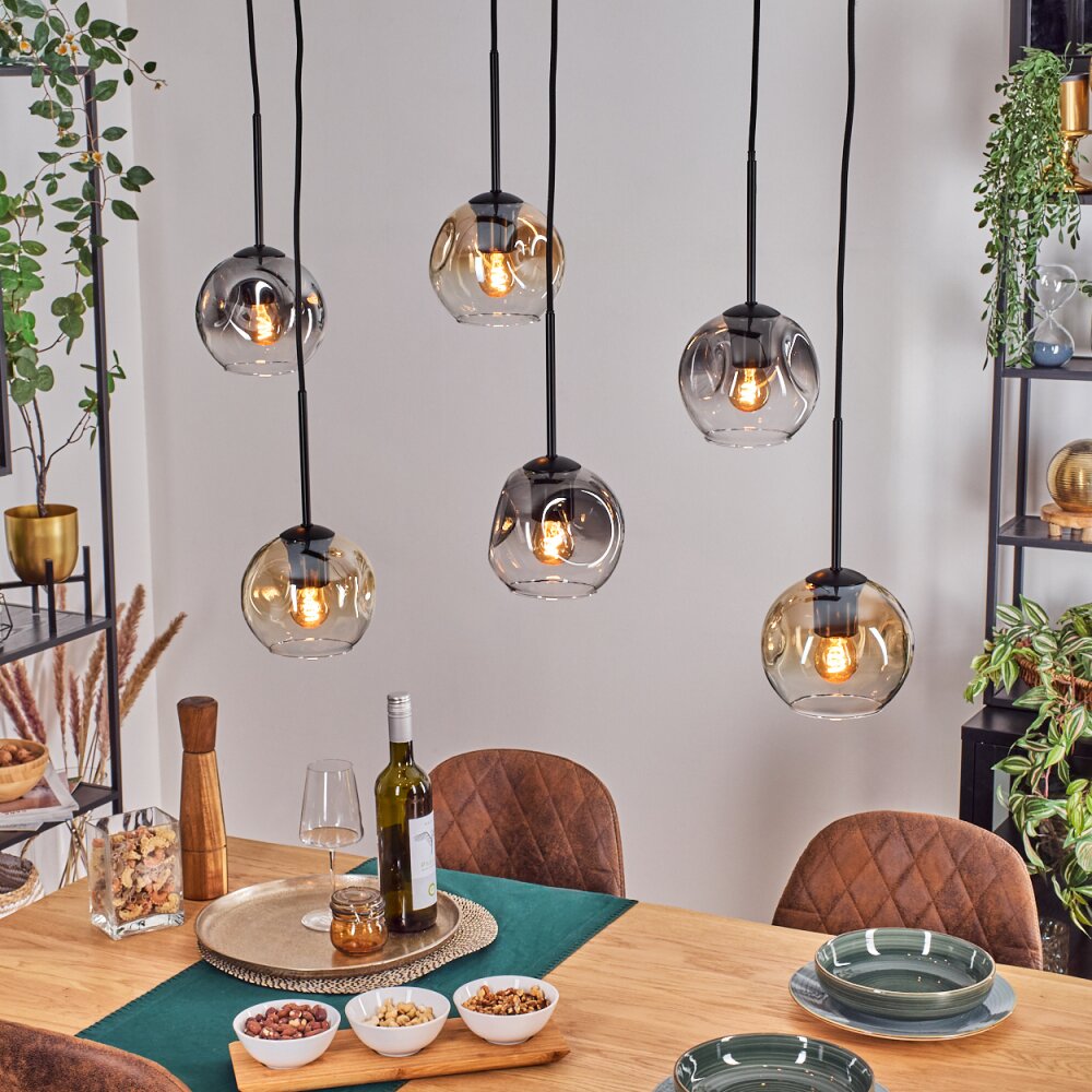 Ripoll Suspension, Boule lumineuse, Suspension Ambre, Clair, Fumé, 6 lumières main product photo