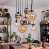 Gastor Suspension, Boule lumineuse, Suspension Ambre, Chrome, Clair, Fumé, 8 lumières