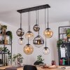 Gastor Suspension, Boule lumineuse, Suspension Ambre, Chrome, Clair, Fumé, 8 lumières