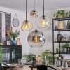Ripoll Suspension, Boule lumineuse, Suspension grappe Ambre, Chrome, Clair, Fumé, 4 lumières