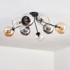 Koyoto Plafonnier, Boule lumineuse 86 cm Ambre, Chrome, Clair, Fumé, 8 lumières