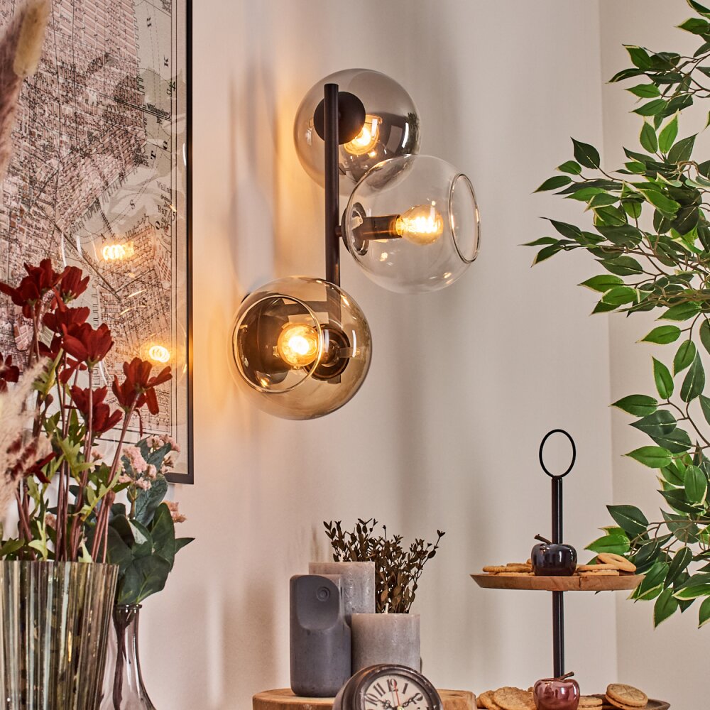 Koyoto Boule lumineuse, Applique murale Ambre, Clair, Fumé, 3 lumières