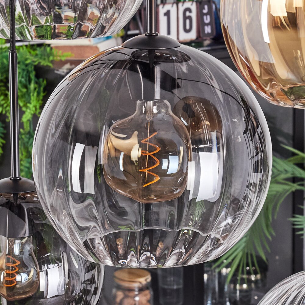 Koyoto Suspension, Boule lumineuse, Suspension Ambre, Clair, Fumé, 8 lumières