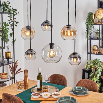 Koyoto Suspension, Boule lumineuse, Suspension Ambre, Clair, Fumé, 6 lumières Koyoto Suspension, Boule lumineuse, Suspension Ambre, Clair, Fumé, 6 lumières