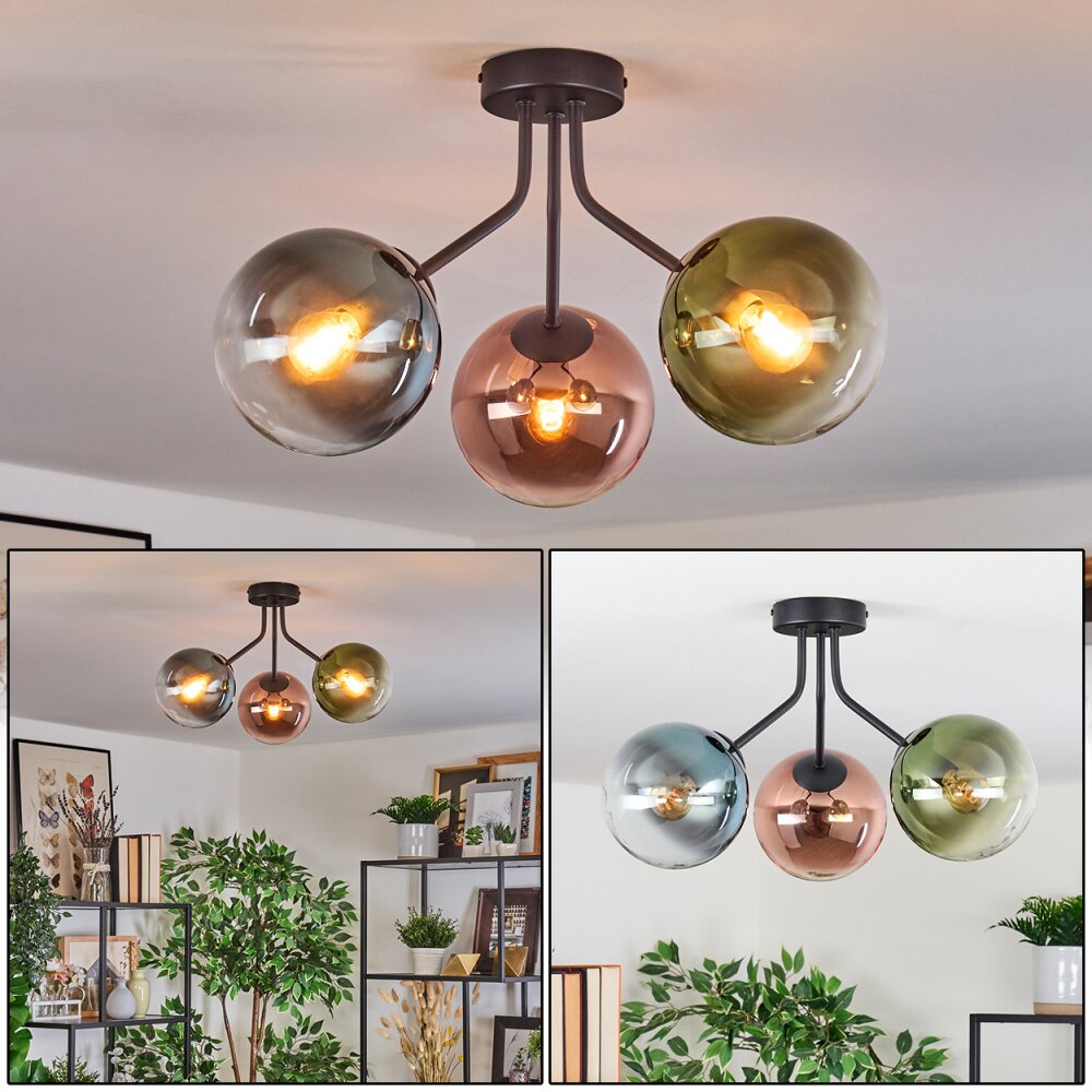Gastor Plafonnier, Boule lumineuse Bleu, Vert, Clair, Cuivré, 3 lumières main product photo