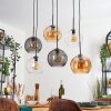 Koyoto Suspension, Boule lumineuse, Suspension Ambre, Clair, Fumé, 6 lumières