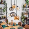 Koyoto Suspension, Boule lumineuse, Suspension Ambre, Clair, Fumé, 6 lumières