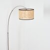 Ramila Lampadaire, Lampadaires arc Nickel mat, Noir, 1 lumière, Abat-jour en tissu