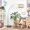Ramila Lampadaire, Lampadaires arc Nickel mat, Noir, 1 lumière, Abat-jour en tissu