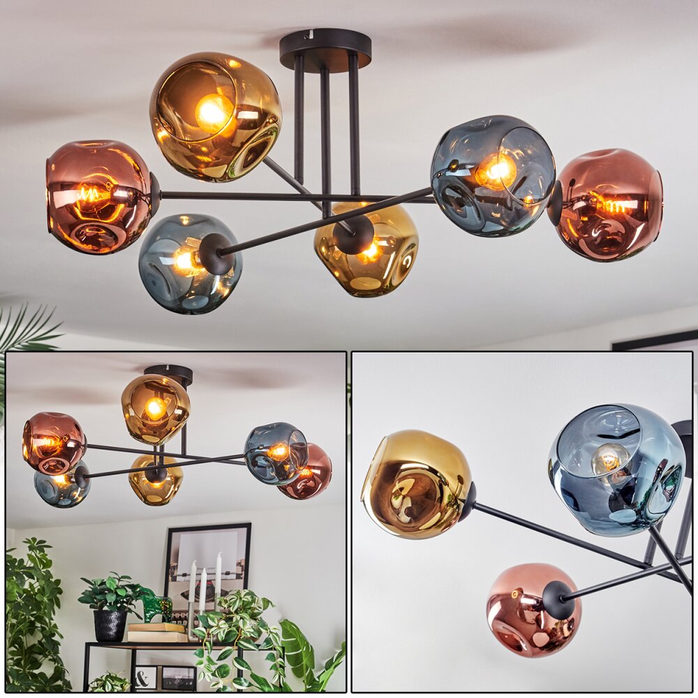 Ripoll Plafonnier, Boule lumineuse Bleu, Or, Cuivré, 6 lumières main product photo