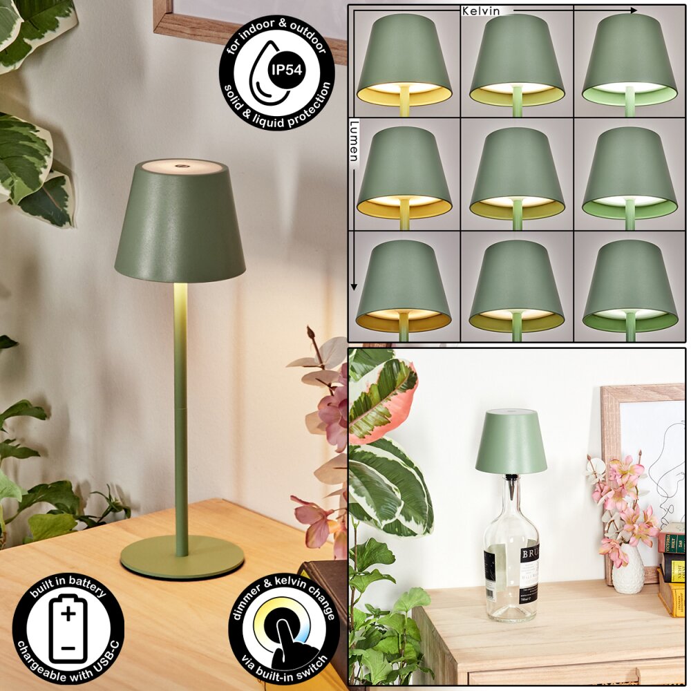 Salgadinho Lampe de table d'extérieur, Luminaire de salle de bain, Lampe à poser LED Vert, 1 lumière main product photo
