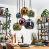 Koyoto Suspension, Boule lumineuse, Suspension Bleu, Or, Vert, Cuivré, 6 lumières