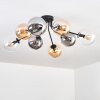 Gastor Plafonnier, Boule lumineuse Ambre, Clair, Fumé, 8 lumières