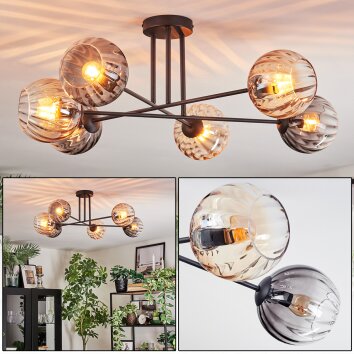 Koyoto Plafonnier, Boule lumineuse 78 cm Ambre, Clair, Fumé, 6 lumières