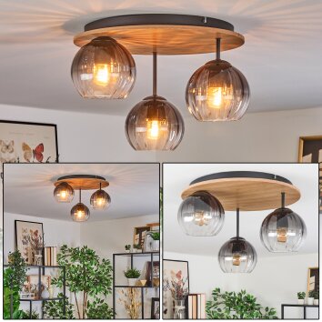 Koyoto Plafonnier, Boule lumineuse Écru, Noir, 3 lumières