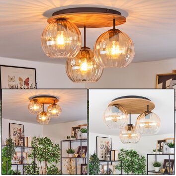 Koyoto Plafonnier, Boule lumineuse Écru, Noir, 3 lumières