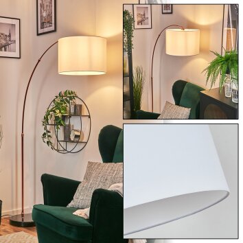 Bassagoda Lampadaire, Lampadaires arc Cuivre, Noir, 1 lumière, Abat-jour en tissu