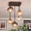 Koyoto Plafonnier, Boule lumineuse Ambre, Clair, Fumé, 5 lumières