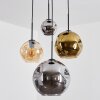 Ripoll Suspension, Boule lumineuse, Suspension grappe Ambre, Chrome, Or, Fumé, 4 lumières