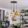 Ripoll Suspension, Boule lumineuse, Suspension grappe Ambre, Chrome, Or, Fumé, 4 lumières