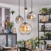 Koyoto Suspension, Boule lumineuse, Suspension grappe Ambre, Chrome, Clair, Fumé, 4 lumières