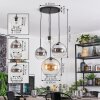 Koyoto Suspension, Boule lumineuse, Suspension grappe Ambre, Chrome, Clair, Fumé, 4 lumières