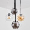 Ripoll Suspension, Boule lumineuse, Suspension grappe Ambre, Clair, Fumé, 4 lumières
