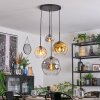 Ripoll Suspension, Boule lumineuse, Suspension grappe Ambre, Chrome, Or, Clair, Fumé, 4 lumières