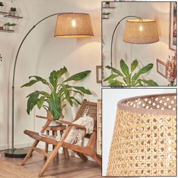 Barcos Lampadaire, Lampadaires arc Nickel mat, Noir, 1 lumière