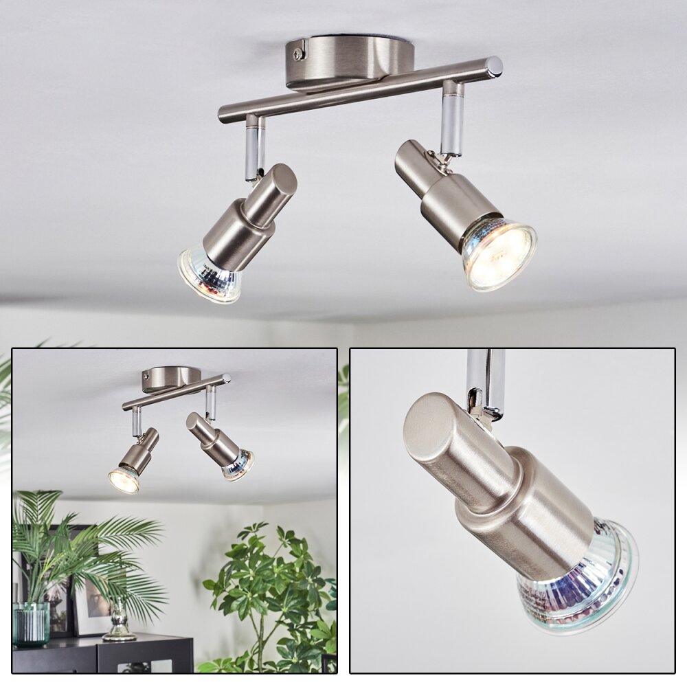 Firan Plafonnier, Spot de plafond LED Nickel mat, 2 lumières main product photo