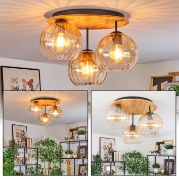 Koyoto Plafonnier, Boule lumineuse 40 cm Écru, Noir, 3 lumières