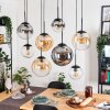 Gastor Suspension, Boule lumineuse, Suspension Ambre, Chrome, Clair, Fumé, 8 lumières