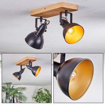Hagan Plafonnier, Spot de plafond Chrome, Écru, Noir, 2 lumières
