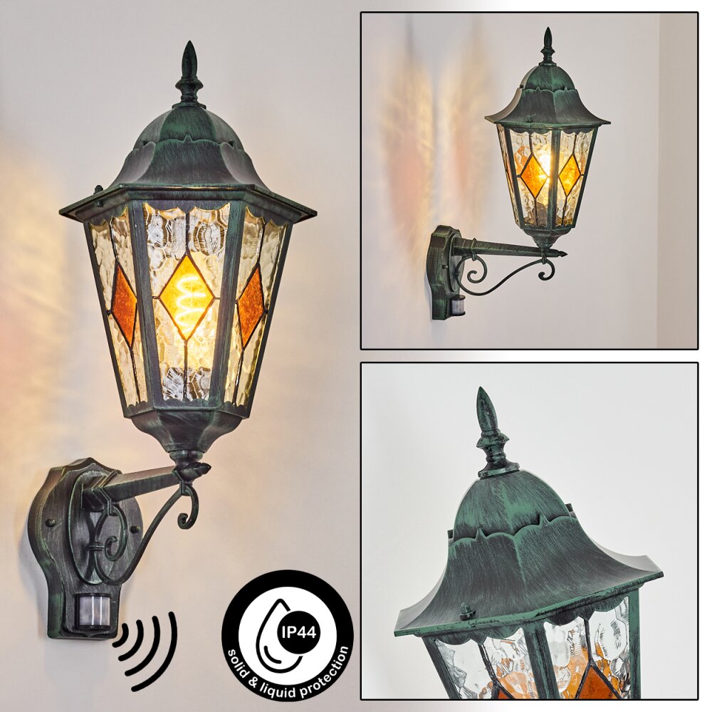 Hongkong Lampe murale d´extérieur, Applique murale Vert, Noir, 1 lumière, Détecteur de mouvement main product photo