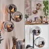 Gastor Boule lumineuse, Applique murale Chrome, Fumé, 3 lumières