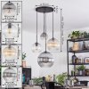 Koyoto Suspension, Boule lumineuse, Suspension grappe Ambre, Clair, Fumé, 4 lumières
