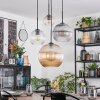 Koyoto Suspension, Boule lumineuse, Suspension grappe Ambre, Clair, Fumé, 4 lumières